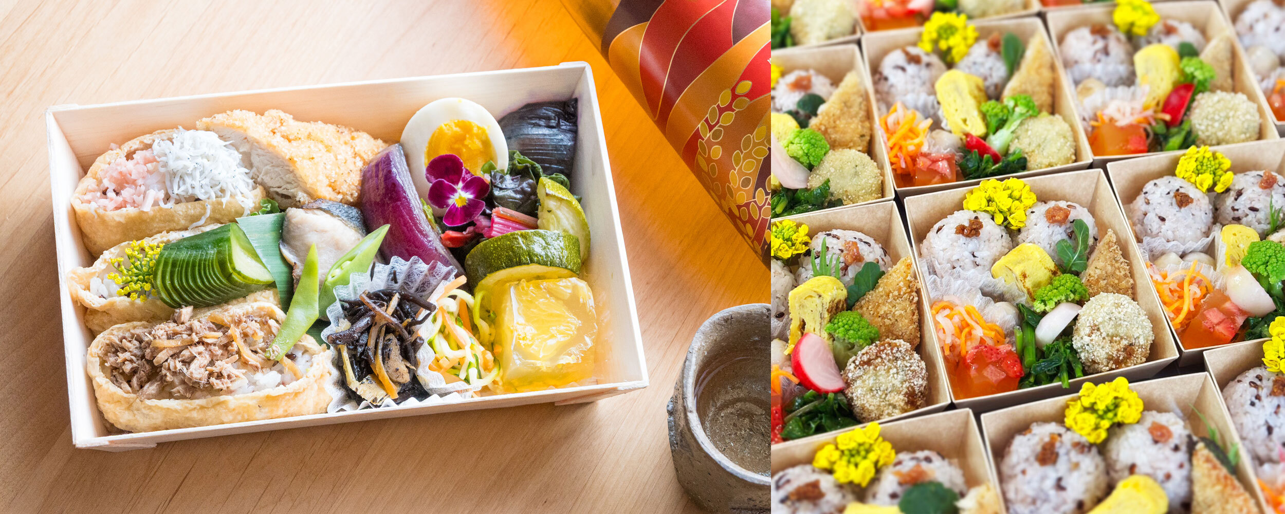 左：昨年の弁当、右：小学生未満向け弁当例